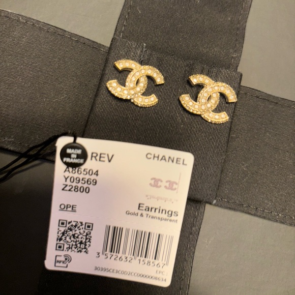 CHANEL Jewelry - CHANEL Gold and Transparent Earrings